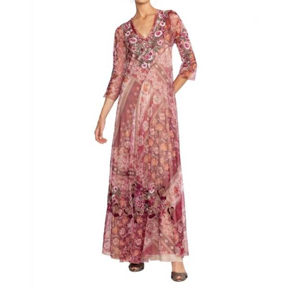 NEW JOHNNY WAS cardinal mesh dress in multi - Picture 1 of 4